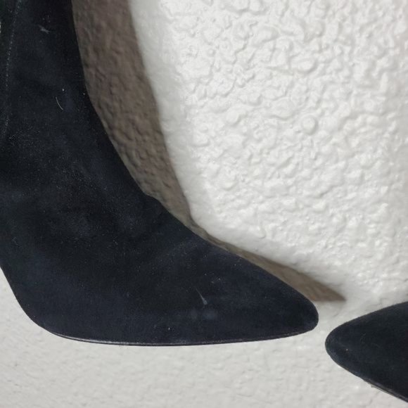 Alice + Olivia Corin Embroidered Suede Tall Heeled Boots Black Womens Size 5 - Picture 5 of 11